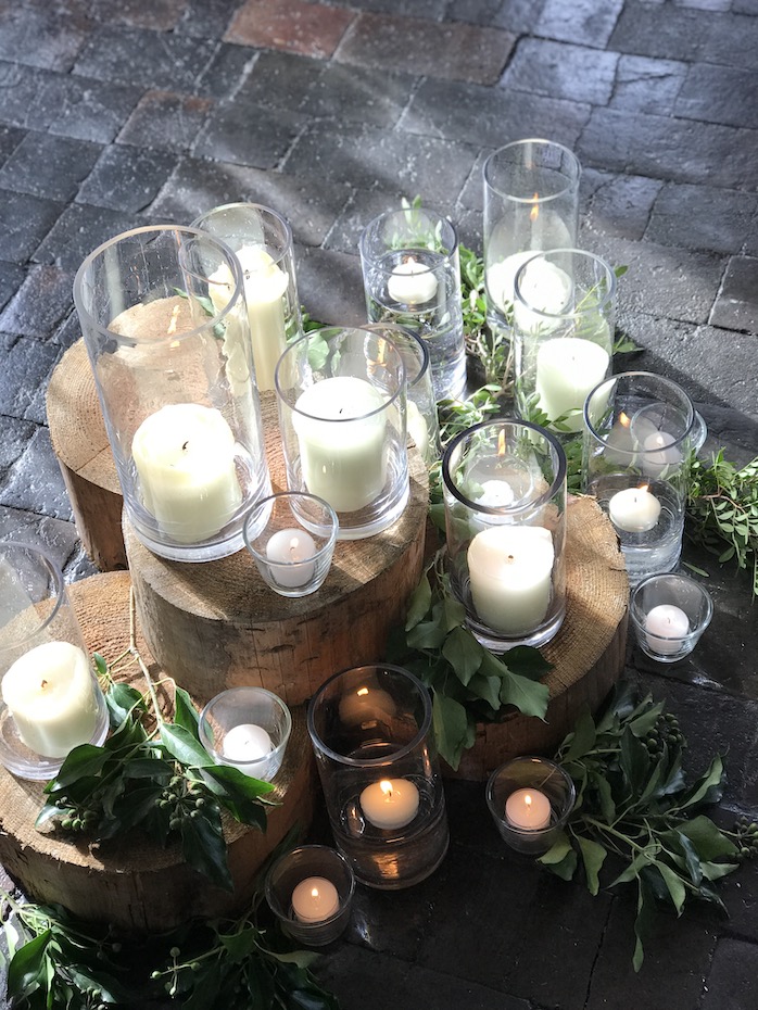 Cylinders with church candle prop hire